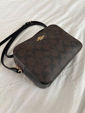 Coach Signature Brown and Black Crossbody Camera Bag